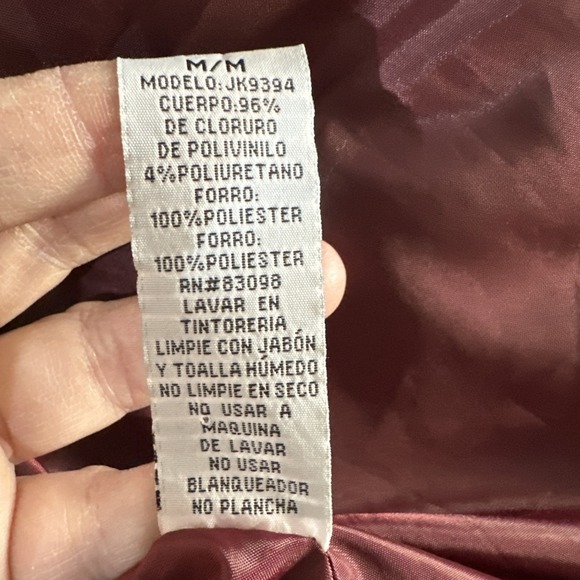 Ci Sono Cavalini Women Jacket Faux Leather Quilted Full Zip-Up Burgundy Size M - Picture 11 of 14